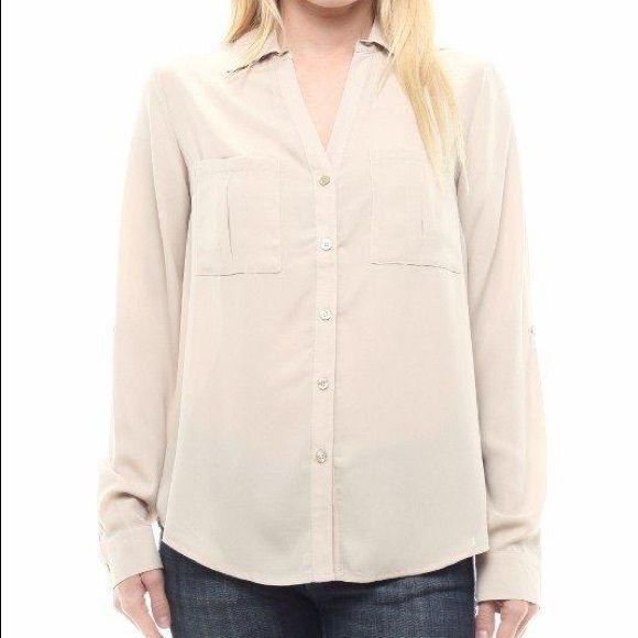SHEER V-NECK LONG SLEEVED BLOUSE TOP - Picture 1 of 3